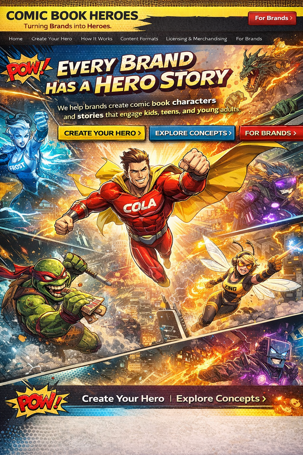 ComicBookHeroes.org website mockup reference
